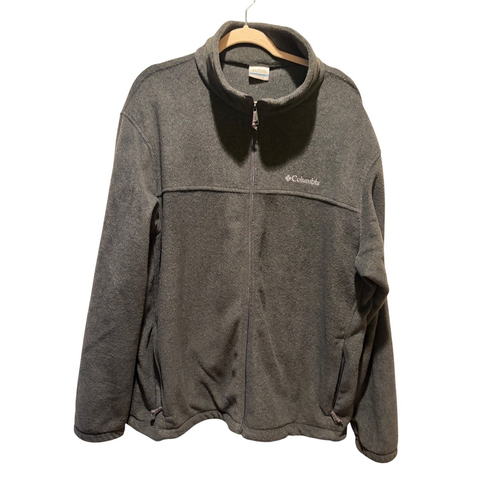 Columbia Mens 2X Full Zip Fleece Jacket Gray Steens Mountain Mock Neck RN69724
